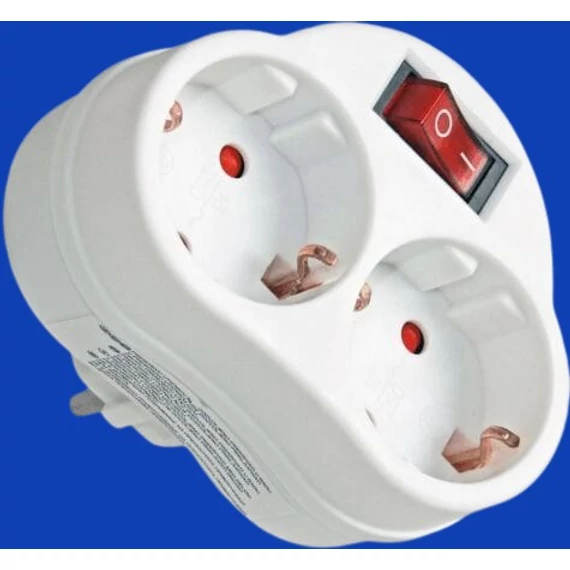 Anco konektor 2x2P+F dugalj kapcsolóval 16A 250V IP20