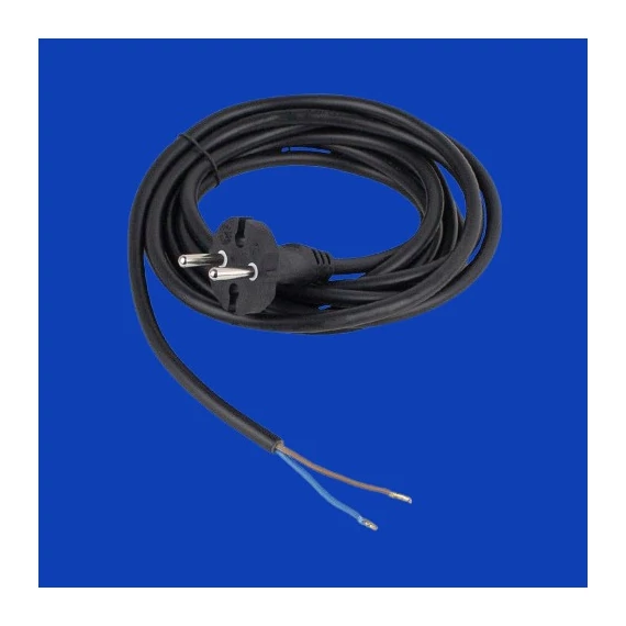 Anco flexo gumikábel 3m szerelhető hálózati csatlakozó fekete H05RR-F 2x1,5 mm2